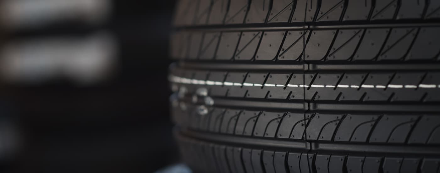 Treads on a brand new car tire